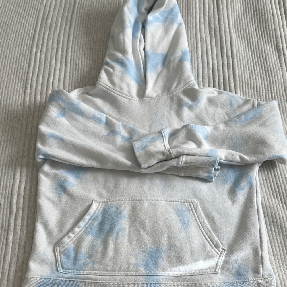 GAP Kids Light Blue and White Tie-Dye Hoodie